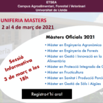 Sessió informativa de Màsters Agraris-Forestals-Alimentaris a la fira virtual UNIFERIA