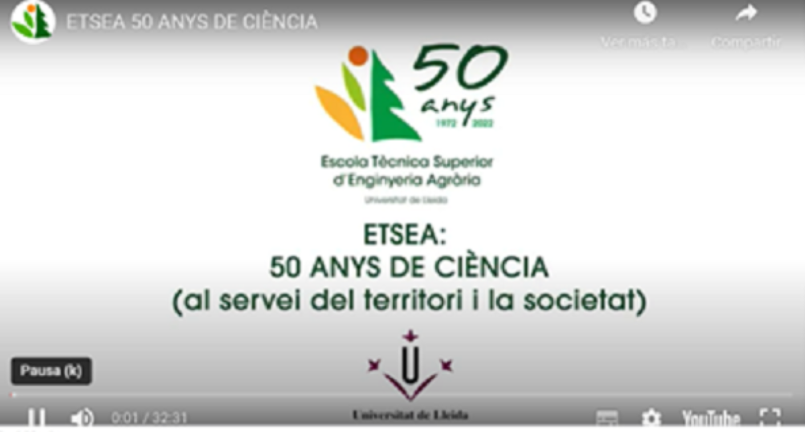 Video 50 Anys de ciència a ETSEA (UdL) - Agrònoms - Enginyers Agrònoms de  Catalunya