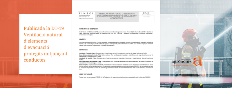 Publicada la DT-19 Ventilació natural d’elements d’evacuació protegits mitjançant conductes
