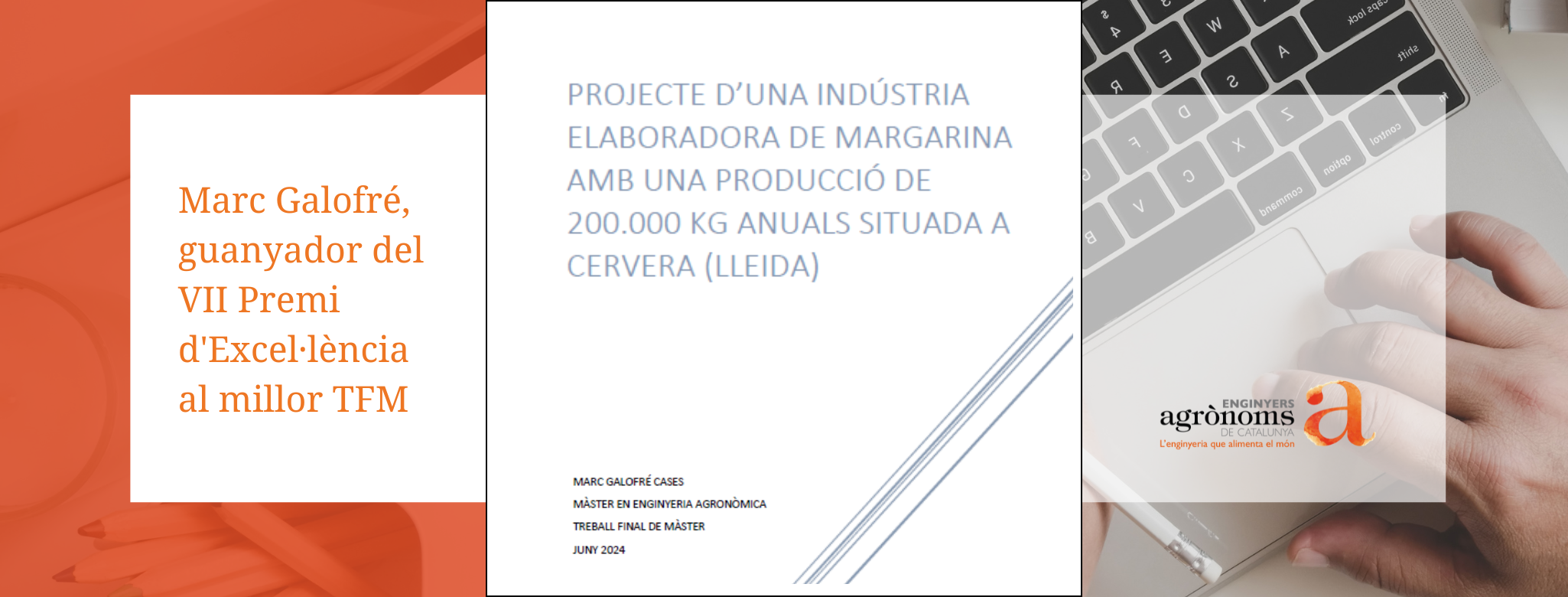 Marc Galofré, guanyador del VII Premi d’Excel·lència al millor Treball Final de Màster en Enginyeria Agronòmica