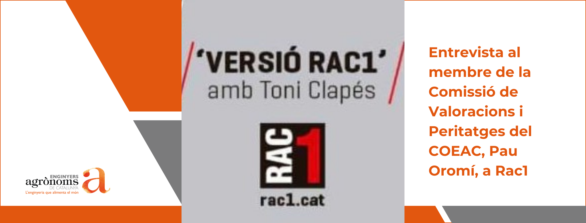 Entrevista al company i membre de la Comissió de Valoracions i Peritatges del COEAC, Pau Oromí, a Rac1