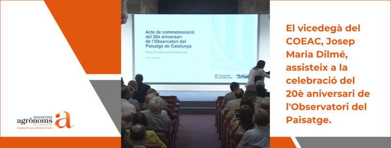 El vicedegà del COEAC, Josep Maria Dilmé, assiteix a l’acte de celebració del 20è aniversari de l’Observatori del Paisatge