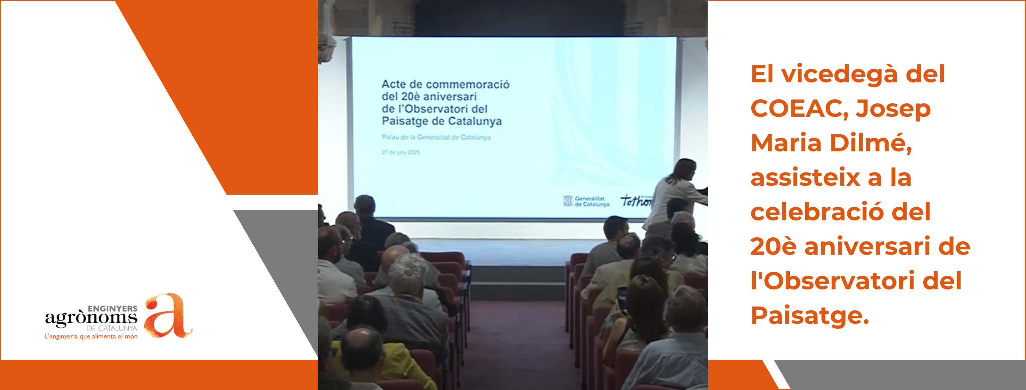 El vicedegà del COEAC, Josep Maria Dilmé, assiteix a l’acte de celebració del 20è aniversari de l’Observatori del Paisatge