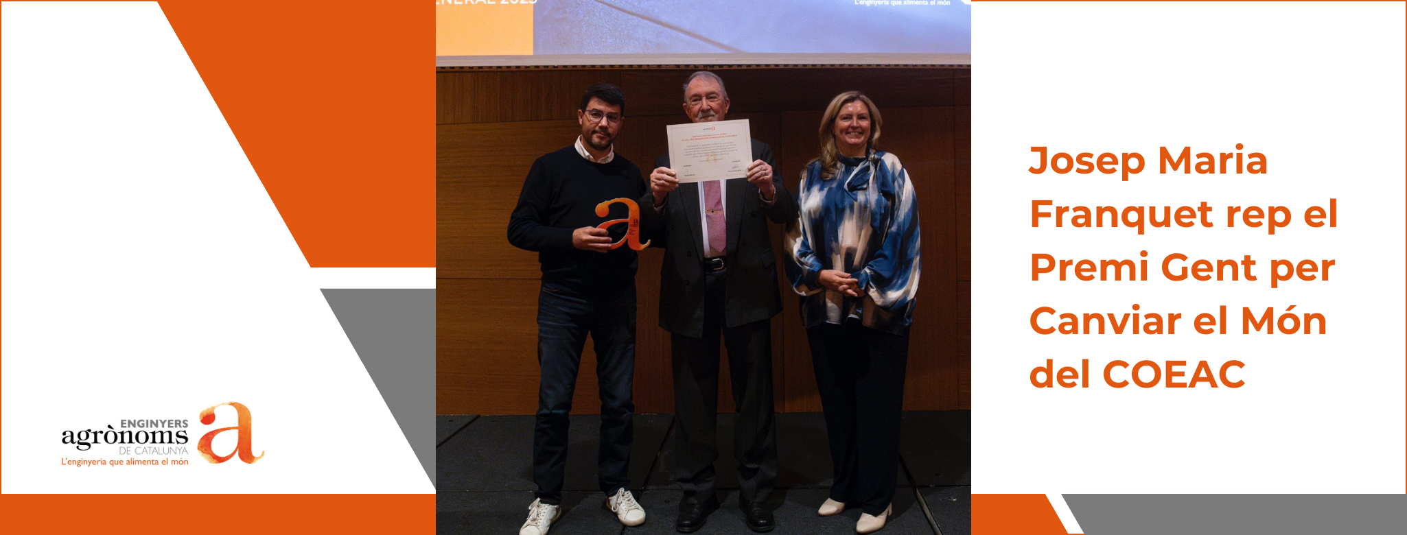 Josep Maria Franquet rep el Premi Gent per Canviar el Món del COEAC