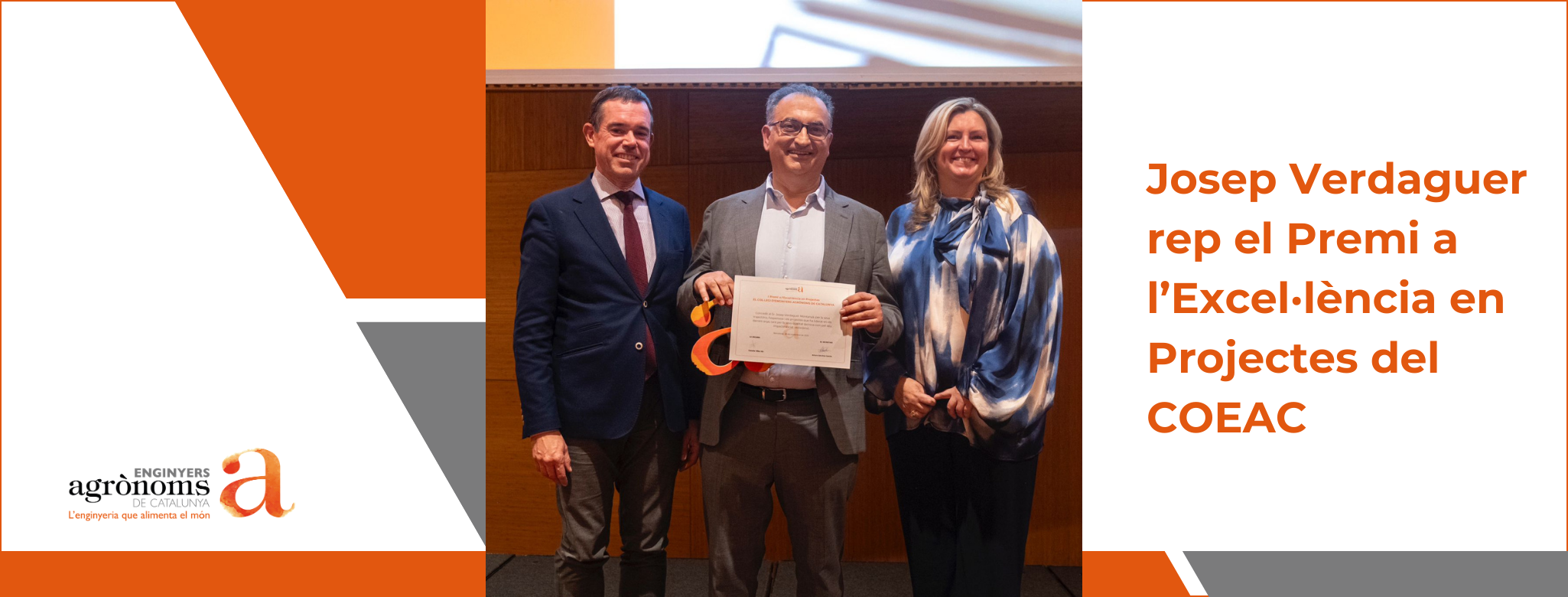 Josep Verdaguer rep el Premi a l’Excel·lència en Projectes del COEAC