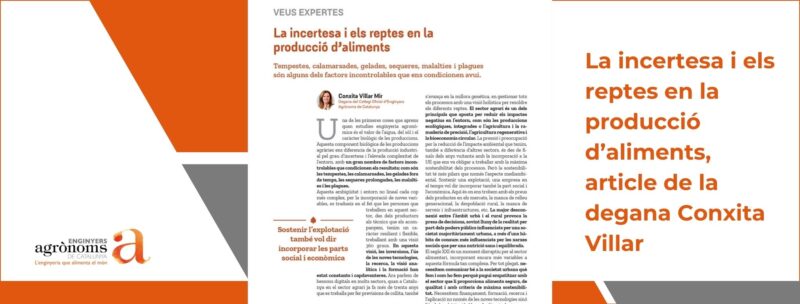 La incertesa i els reptes en la producció d’aliments, article de la degana Conxita Villar a Som Rurals