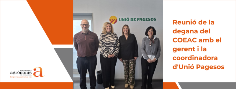 La degana, Conxita Villar, es reuneix amb la coordinadora d’Unió Pagesos, Raquel Serrat