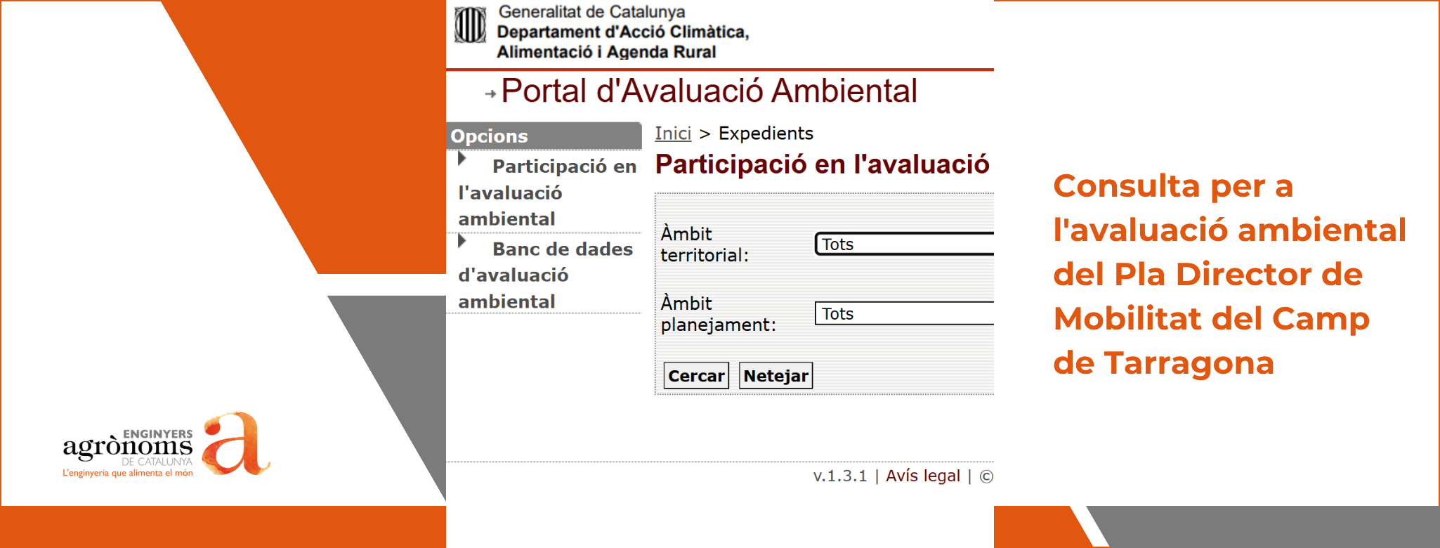 Consulta per a l’avaluació ambiental del Pla Director de Mobilitat del Camp de Tarragona