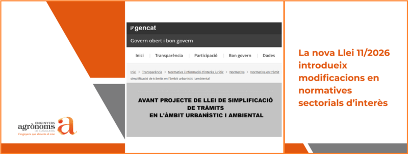 Informació pública. Avantprojecte de llei de simplificació de tràmits en l’àmbit urbanístic i ambiental