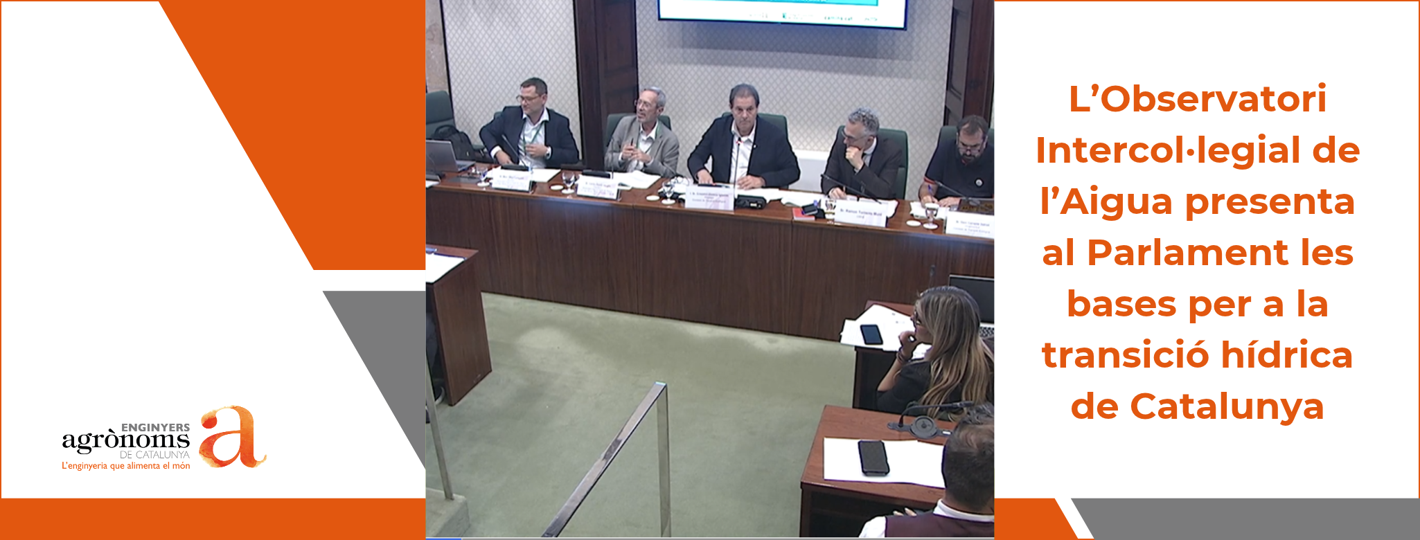 L’Observatori Intercol·legial de l’Aigua presenta al Parlament les bases per a la transició hídrica de Catalunya