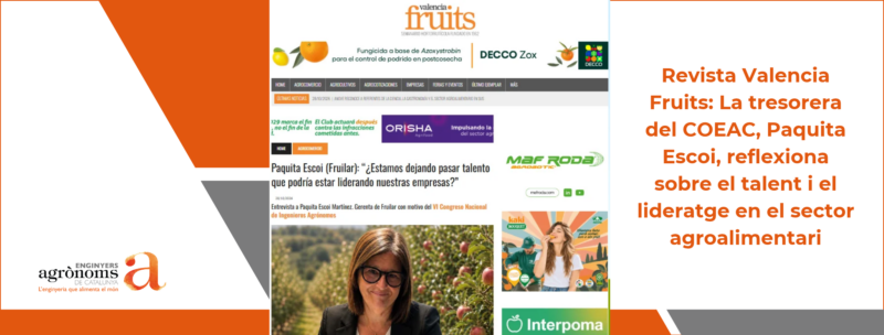 Revista Valencia Fruits: La tresorera del COEAC, Paquita Escoi, reflexiona sobre el talent i el lideratge en el sector agroalimentari